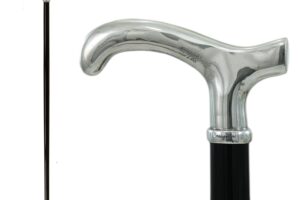CAVAGNINI Bastón Ceremonial para Mujeres, Hecho a Medida en Italia, Madera de Haya y Mango Plateado Brillante.