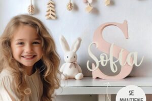 Tres Aristas Letra con Nombre decorativa personalizada para Apoyar o Colgar – Decoracion Habitación infantil, Comuniones, Cumpleaños, Bautizos – Regalos originales – Medidas y Colores a elegir