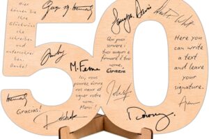 CUBIBOO ART Números Madera 50 Cumpleaños Mujer, Hombre – 50 Aniversario Bodas Oro – Bodas de Oro 50 Aniversario – Regalos 50 Cumpleaños Mujer