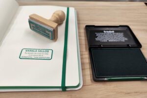 Sello de caucho de madera personalizado para empresa, Sello de oficina, Sello Pequeño (40x15mm)