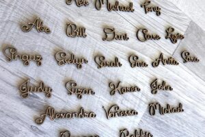 Marcasitios de madera o acrílico, Nombre marcasitio para platos de boda, Decorativos Personalizados, Tarjetas de mesa de bodas, comuniones, bautizos, cumpleaños, celebraciones, Regalo para invitados